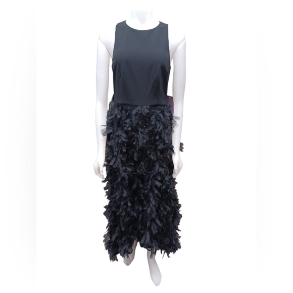 JS Collections NWT Sia Ruffle Skirt Black Gown Size 4 - Picture 3 of 10